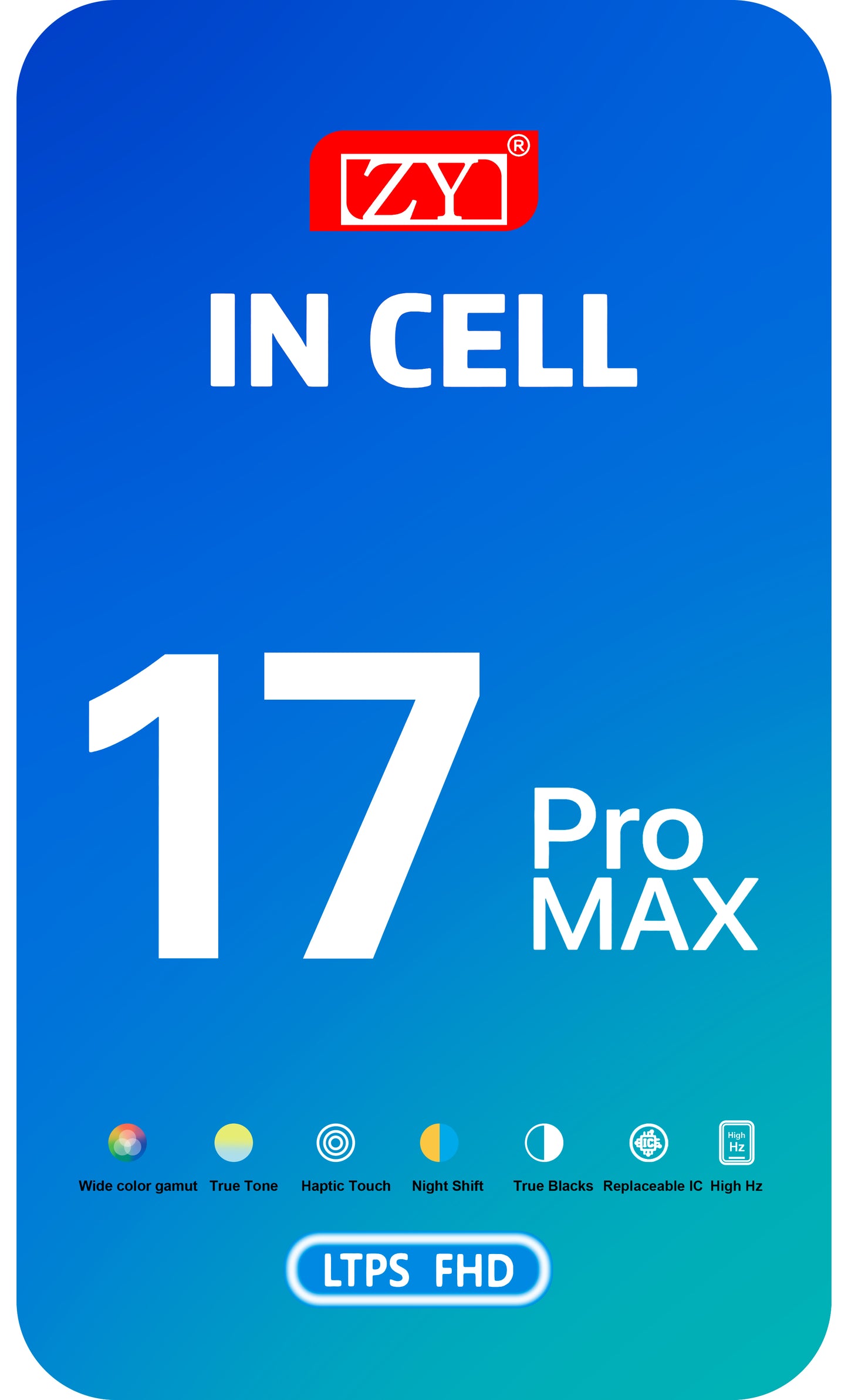 Zaslon na dotik ZY za Apple iPhone 17 Pro Max, z okvirjem, različica LCD In-Cell IC Movable, črn