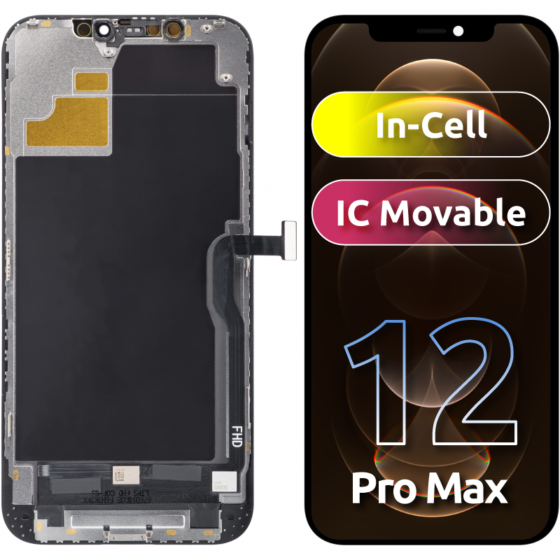 ZY zaslon na dotik za Apple iPhone 12 Pro Max, z okvirjem, v celici IC, premična različica LCD, črna