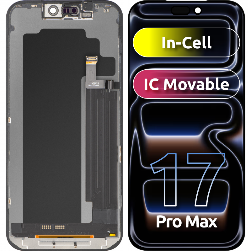 Zaslon na dotik ZY za Apple iPhone 17 Pro Max, z okvirjem, različica LCD In-Cell IC Movable, črn