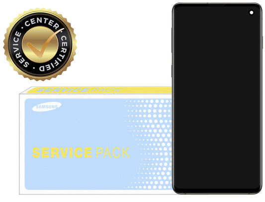 Samsung Galaxy Galaxy S10 G973 Zaslon na dotik z okvirjem, srebrn (prizma bela), servisni paket GH82-18850B