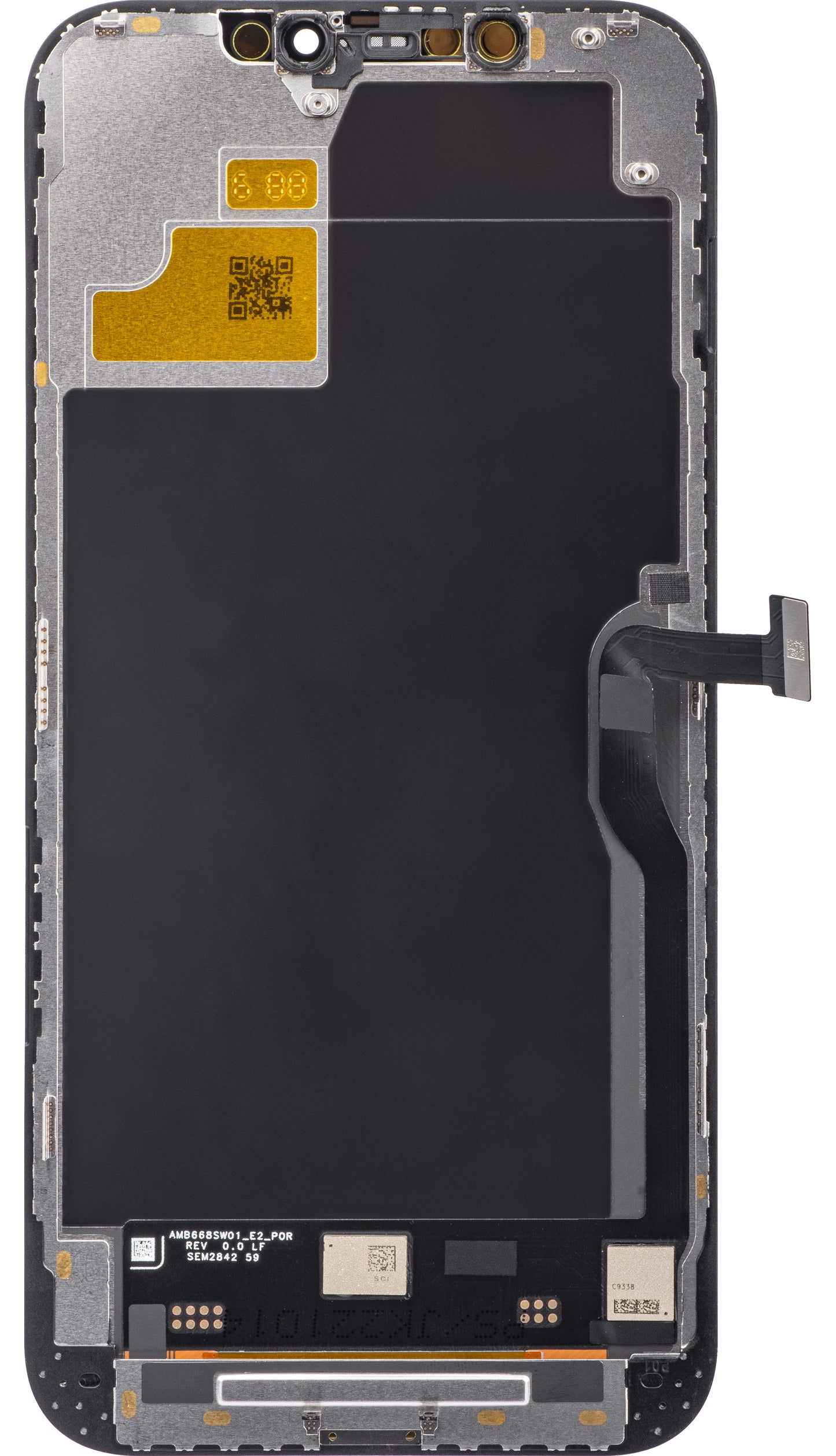 JK Zaslon na dotik za Apple iPhone 12 Pro Max, z okvirjem, izvedba LCD v celici, črn