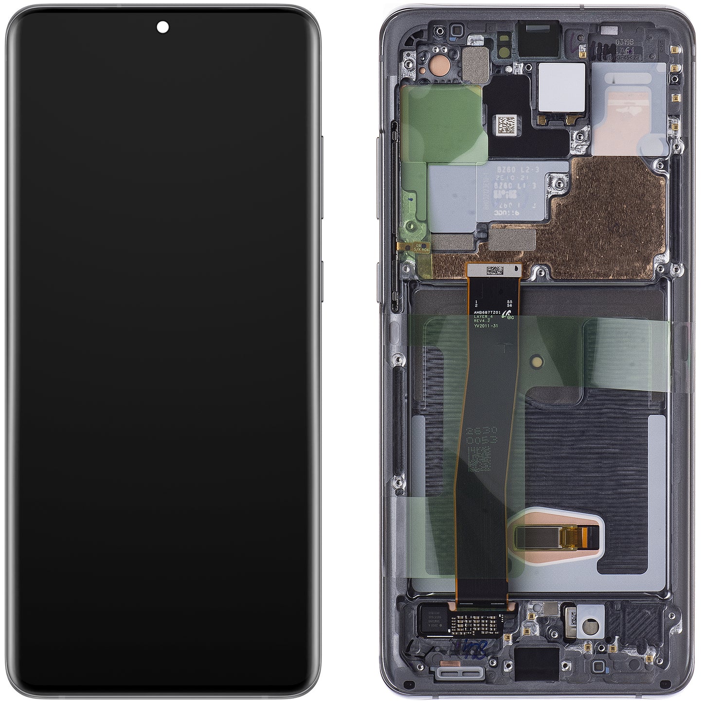 Samsung Galaxy Galaxy S20 Ultra 5G G988 / S20 Ultra G988 zaslon na dotik z okvirjem, siv, servisni paket GH82-26032B