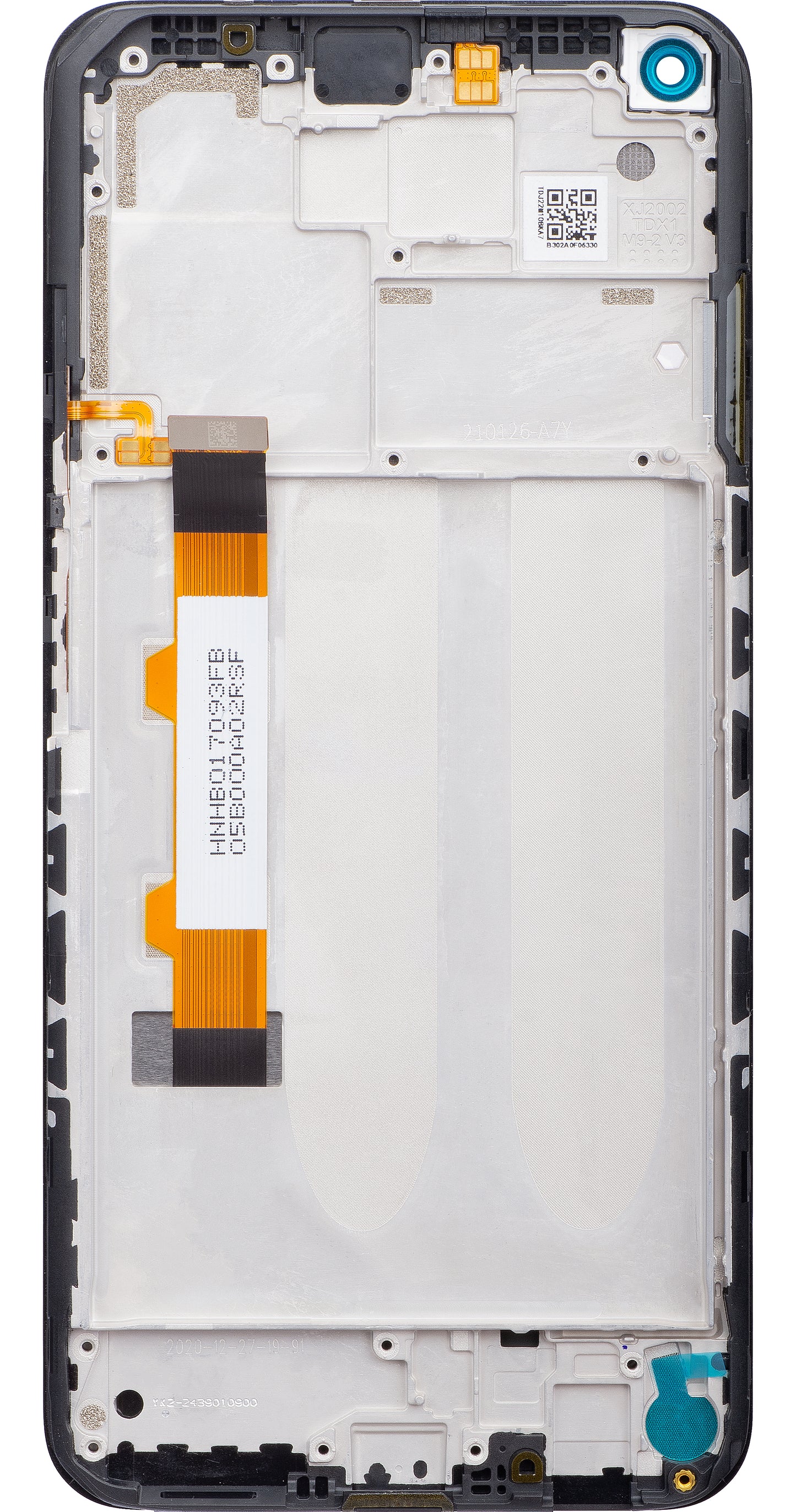 Zaslon na dotik Xiaomi Redmi Note 9 5G / Redmi Note 9T 5G, z okvirjem, črn, servisni paket 5600030J2200