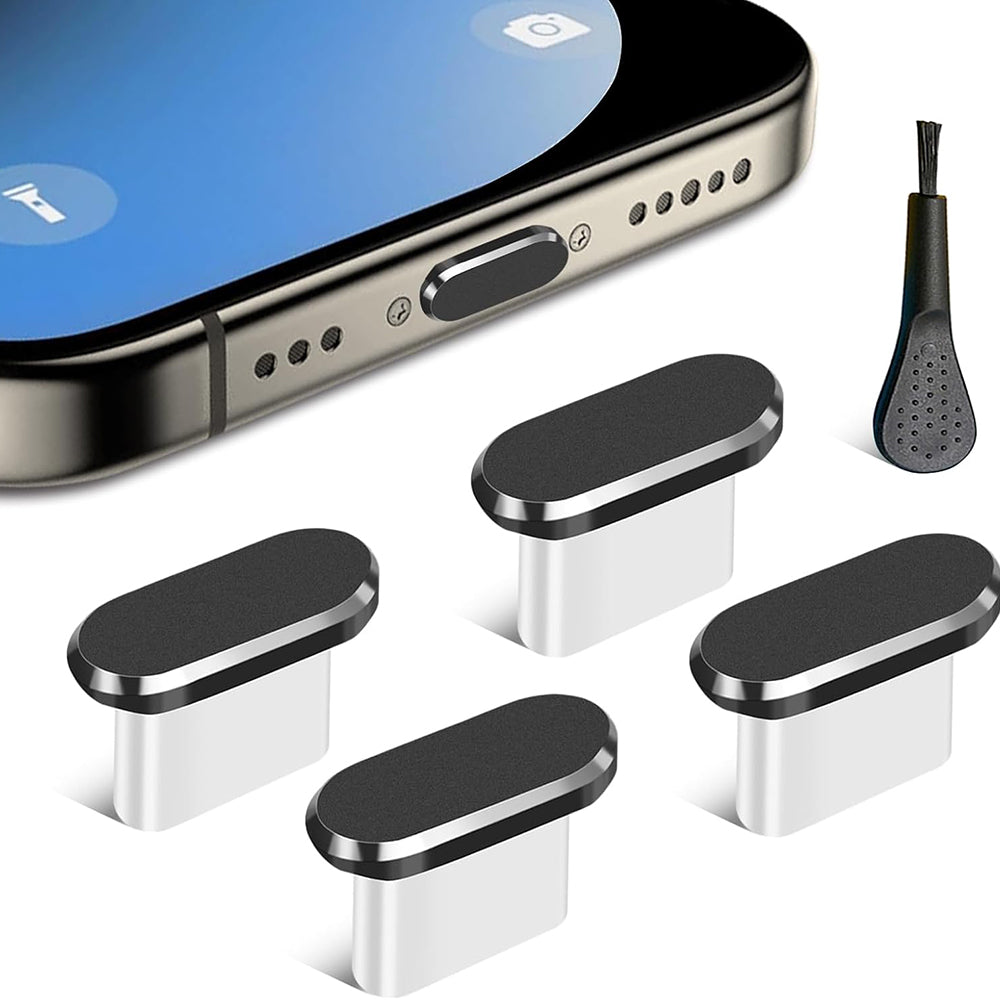 Zaščitni zamašek proti prahu za telefon Techsuit AD1, USB-C, komplet 4 kosi, črna