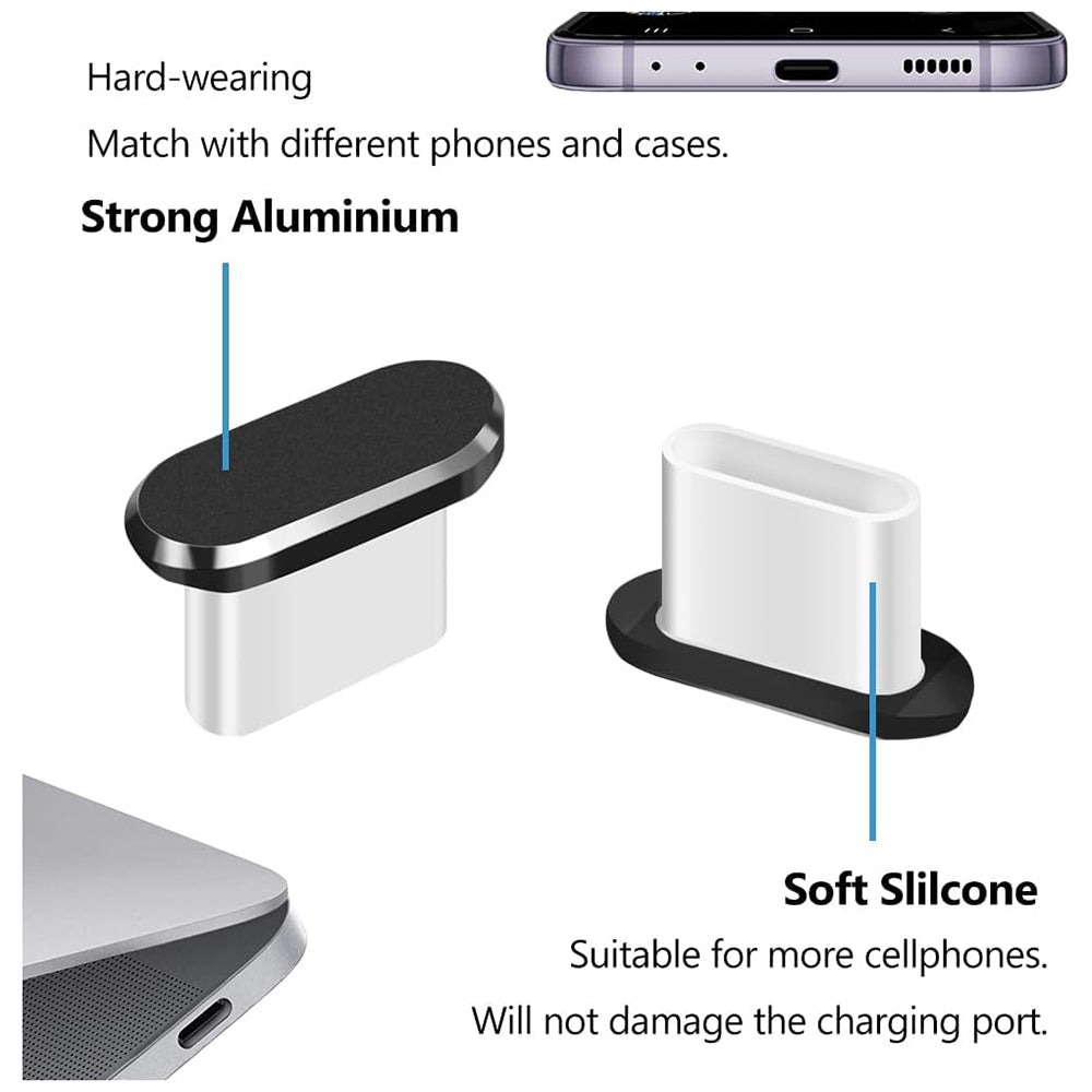 Zaščitni zamašek proti prahu za telefon Techsuit AD1, USB-C, komplet 4 kosi, črna