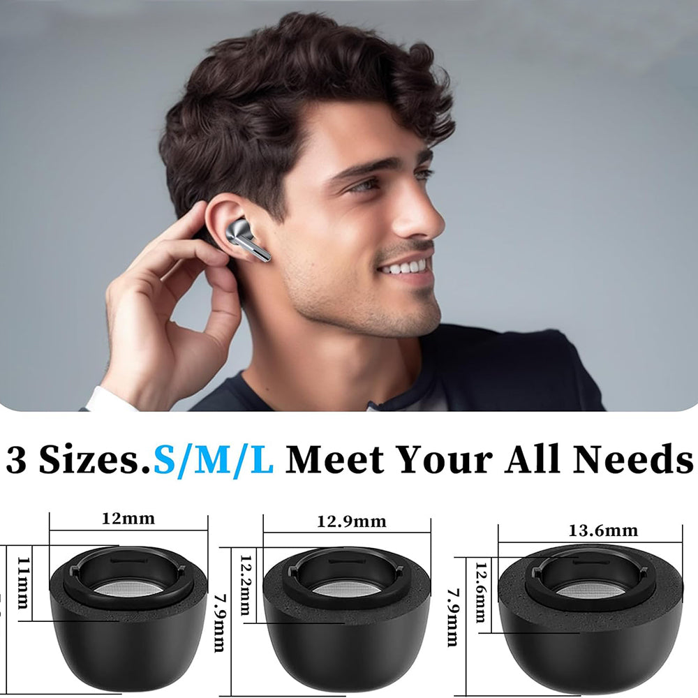 Čepki Techsuit ET3 za Samsung Galaxy Buds3 Pro, Velikost S / M / L, Črni