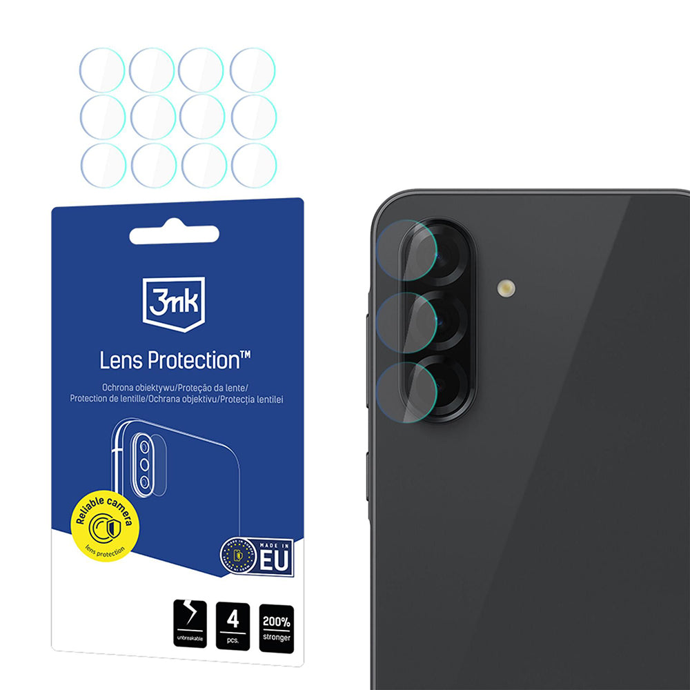 Zaščitna folija za zadnjo kamero 3MK Protection za Samsung Galaxy A57 5G / A37 5G, kaljeno steklo, komplet 4 kosi, prozorna