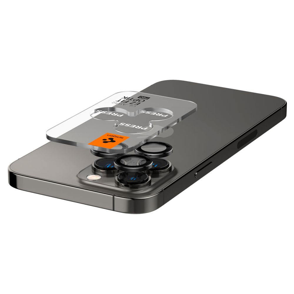 Spigen EZ FIT Zaščitna folija za zadnjo kamero za Apple iPhone 16 Pro Max / 16 Pro, zaščiteno steklo, komplet 2 kosa, črna