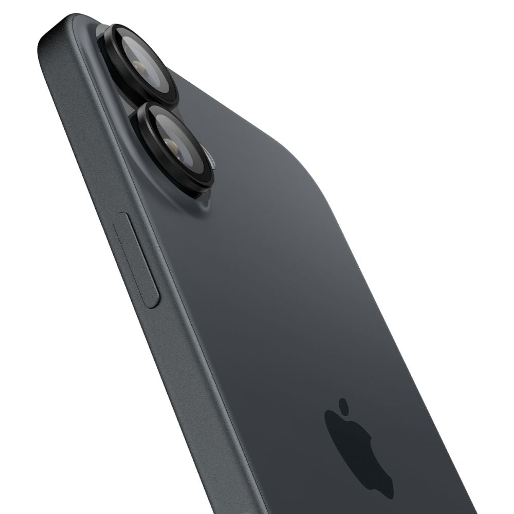 Spigen EZ FIT Zaščitna folija za zadnjo kamero za Apple iPhone 16 Plus / 16, zaščiteno steklo, komplet 2 kosov, črna AGL07921 AGL07921