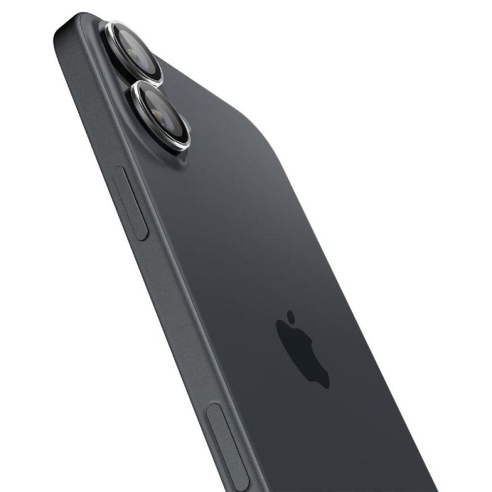 Spigen EZ FIT zaščitna folija za zadnjo kamero za Apple iPhone 16 Plus / 16, zaščiteno steklo, komplet 2 kosov, prozorna AGL07921