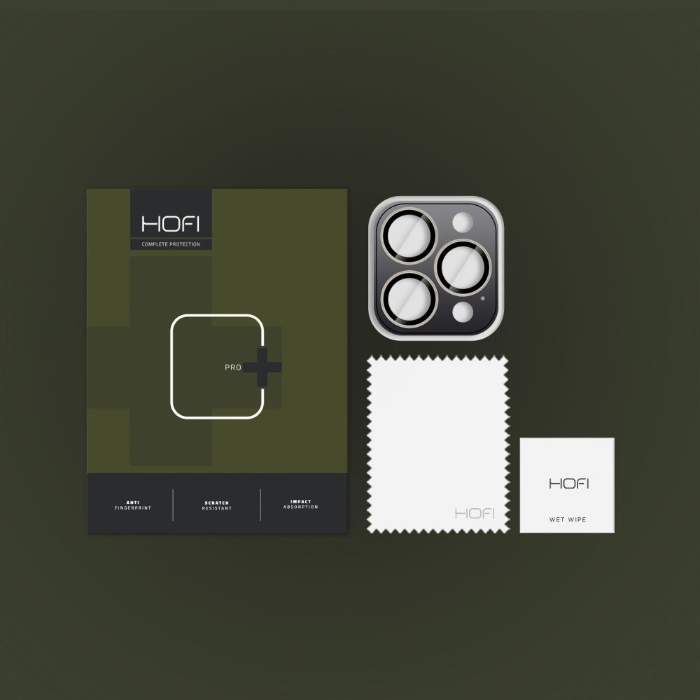 Zaščitna folija za fotoaparat HOFI CamRing PRO+ za Apple iPhone 16 Pro Max / 16 Pro, zaščitena s steklom, siva