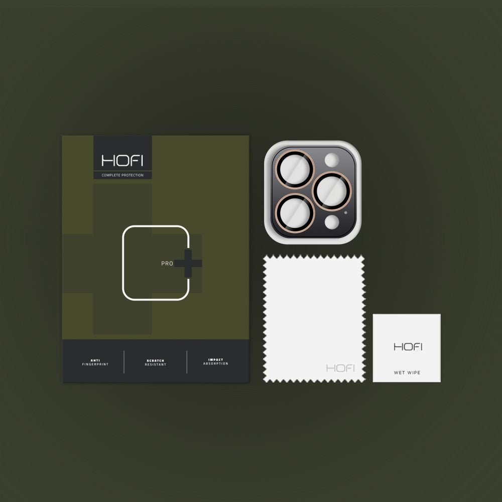 HOFI CamRing PRO+ Zaščitna folija za zadnjo kamero za Apple iPhone 16 Pro Max / 16 Pro, zaščitena s steklom, zlata barva