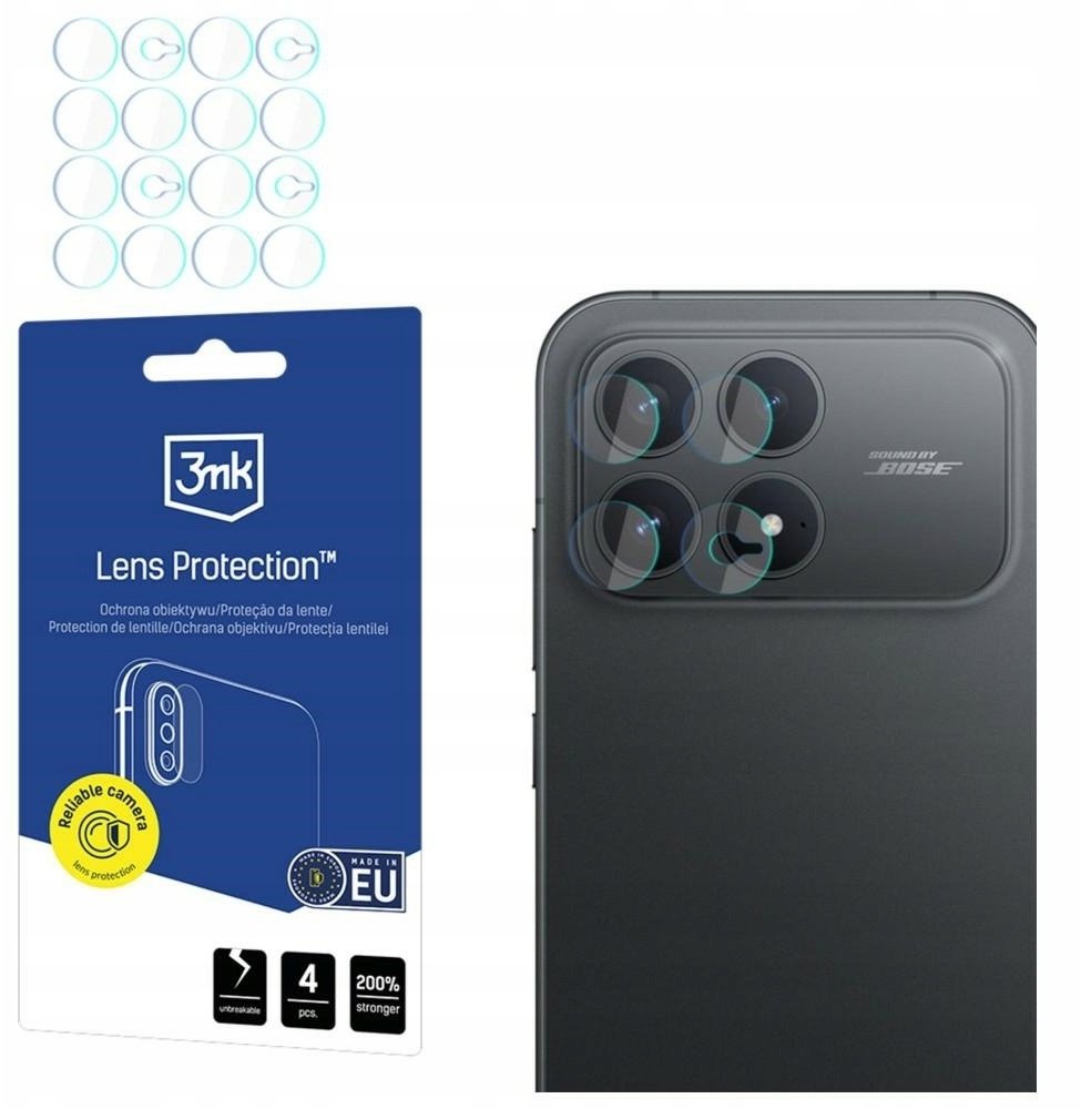 Zaščitna folija za zadnjo kamero 3MK Lens za Xiaomi Poco F8 Pro, prožno steklo, komplet 4 kosi, prozorna