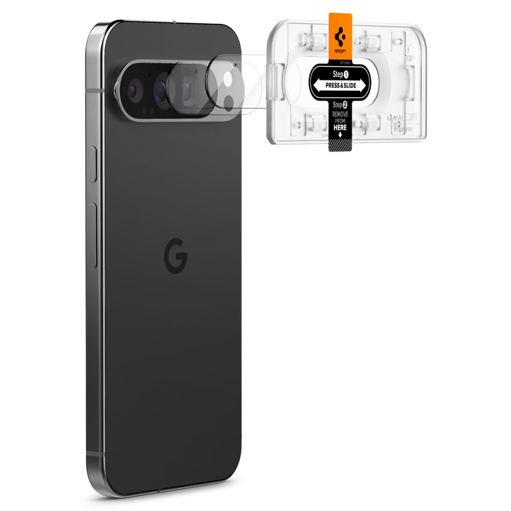Spigen EZ FIT Zaščitna folija za zadnjo kamero za Google Pixel 9 Pro, zaščiteno steklo, komplet 2 kosov AGL08444