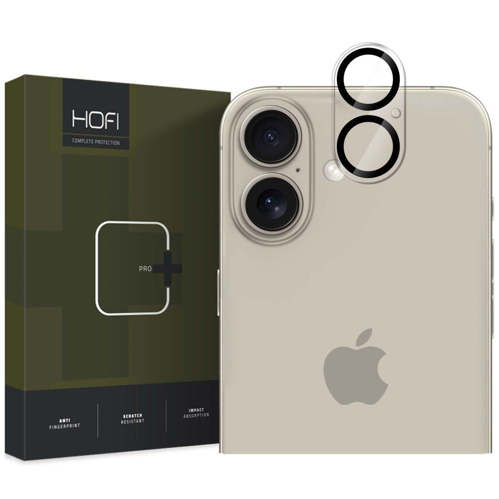 Zaščitna folija za zadnjo kamero HOFI CAM PRO+ za Apple iPhone 16 Plus / 16, Kaljeno steklo, Črna