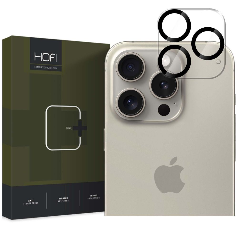 Zaščitna folija za zadnjo kamero HOFI CAM PRO+ za Apple iPhone 16 Pro Max / 16 Pro, Kaljeno steklo, Črna