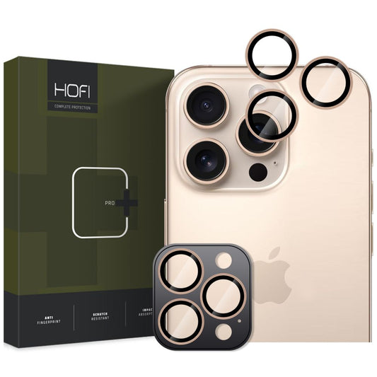 HOFI CamRing PRO+ Zaščitna folija za zadnjo kamero za Apple iPhone 16 Pro Max / 16 Pro, zaščitena s steklom, zlata barva