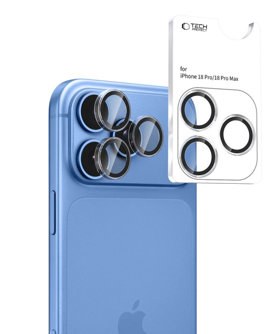 Zaščitna folija za zadnjo kamero Tech-Protect CamRing Fit+ za Apple iPhone 18 Pro / 18 Pro Max, kaljeno steklo, prozorna
