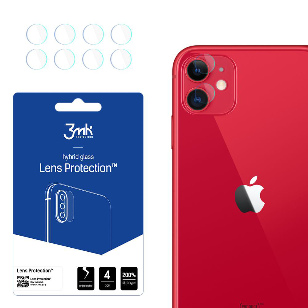Zaščitna folija za zadnjo kamero 3MK Protection za Apple iPhone 11, fleksibilno steklo, komplet 4 kosi, prozorna
