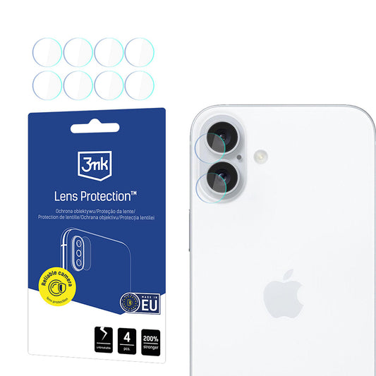 Zaščitna folija za zadnjo kamero 3MK Protection za Apple iPhone 17, Kaljeno steklo, Set 4 kosi, Prozorna