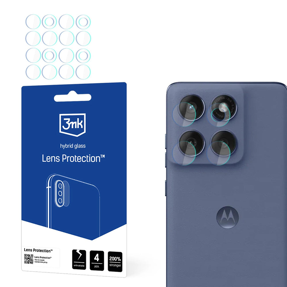 Zaščitna folija za zadnjo kamero 3MK Protection za Motorola Edge 60 Fusion, fleksibilno steklo, komplet 4 kosi, prozorna