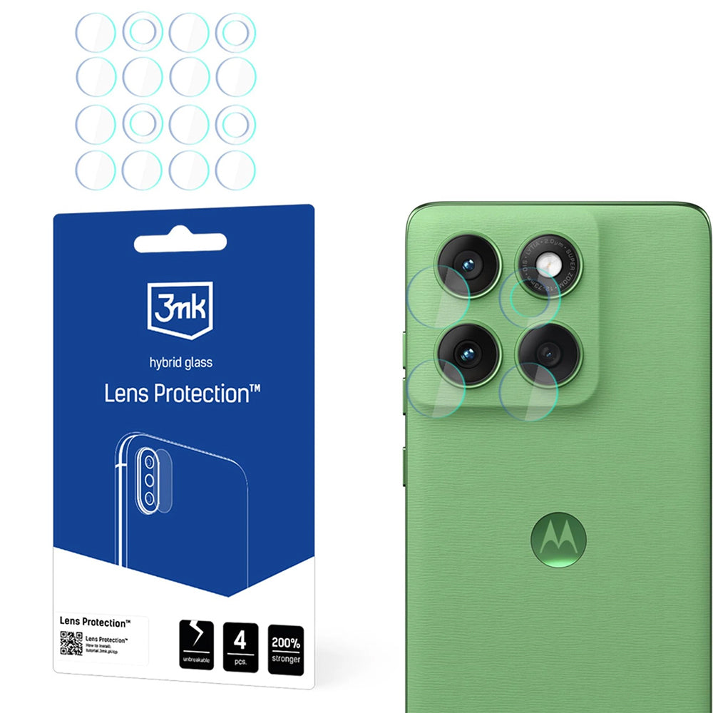 Zaščitna folija za zadnjo kamero 3MK Protection za Motorola Edge 60, fleksibilno steklo, komplet 4 kosi, prozorna