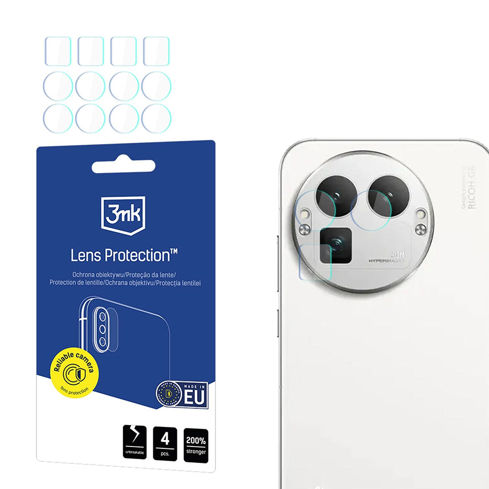 Zaščitna folija za zadnjo kamero 3MK Protection za Realme GT 8 Pro, Kaljeno steklo, Set 4 kosi, Prozorna