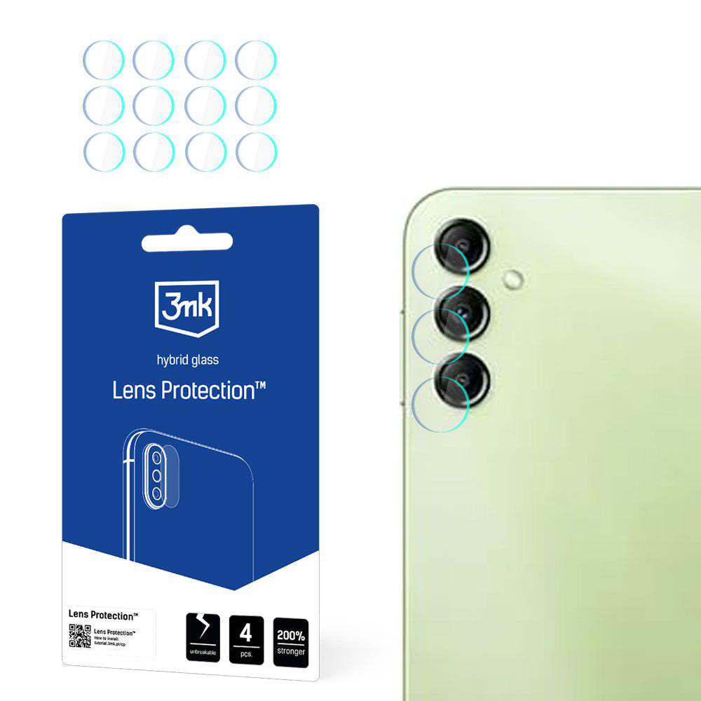 Zaščitna folija za zadnjo kamero 3MK Protection za Samsung Galaxy A14 A145 / A14 5G A146, fleksibilno steklo, komplet 4 kosi, prozorna