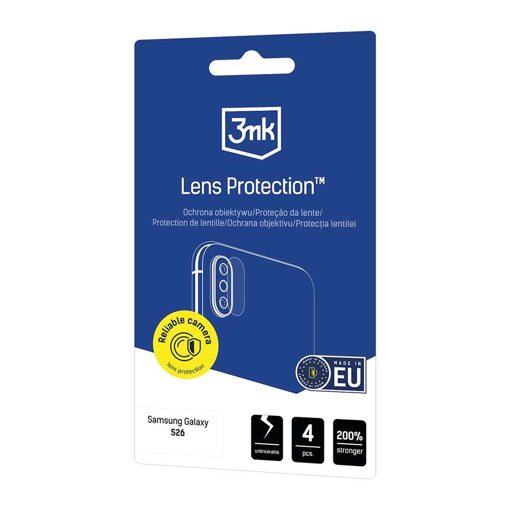 Zaščitna folija za zadnjo kamero 3MK Protection za Samsung Galaxy S26 S942, Kaljeno steklo, Set 4 kosi, Prozorna