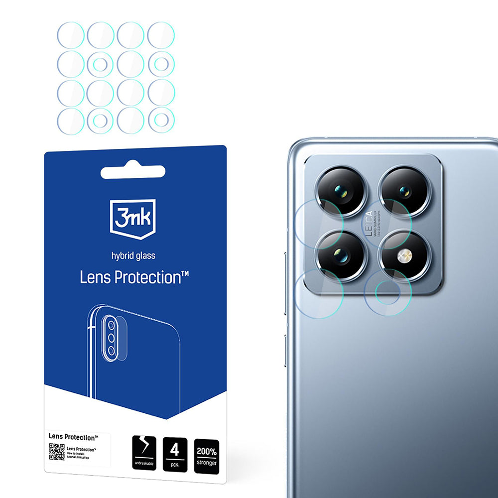Zaščitna folija za zadnjo kamero 3MK Protection za Xiaomi 14T Pro / 14T, fleksibilno steklo, komplet 4 kosi, prozorna