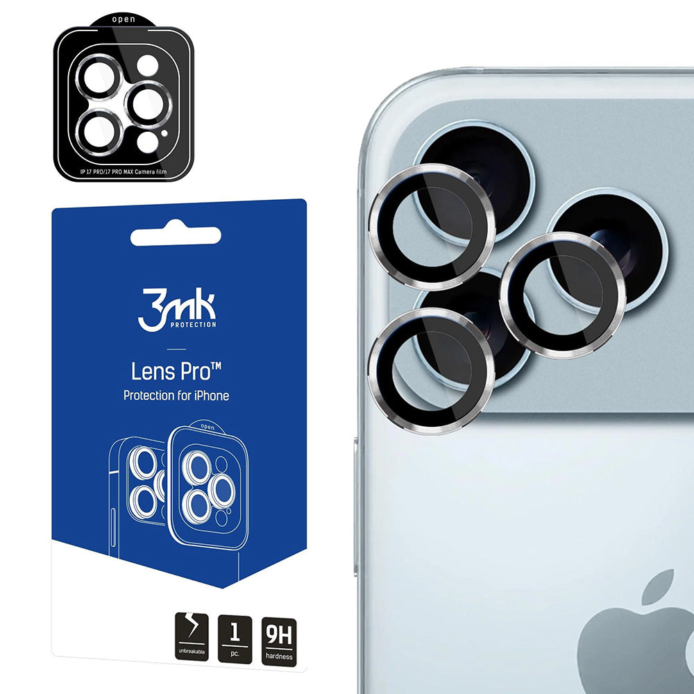 Zaščitna folija za zadnjo kamero 3MK Protection Pro za Apple iPhone 17 Pro Max / 17 Pro, Kaljeno steklo, Srebrna