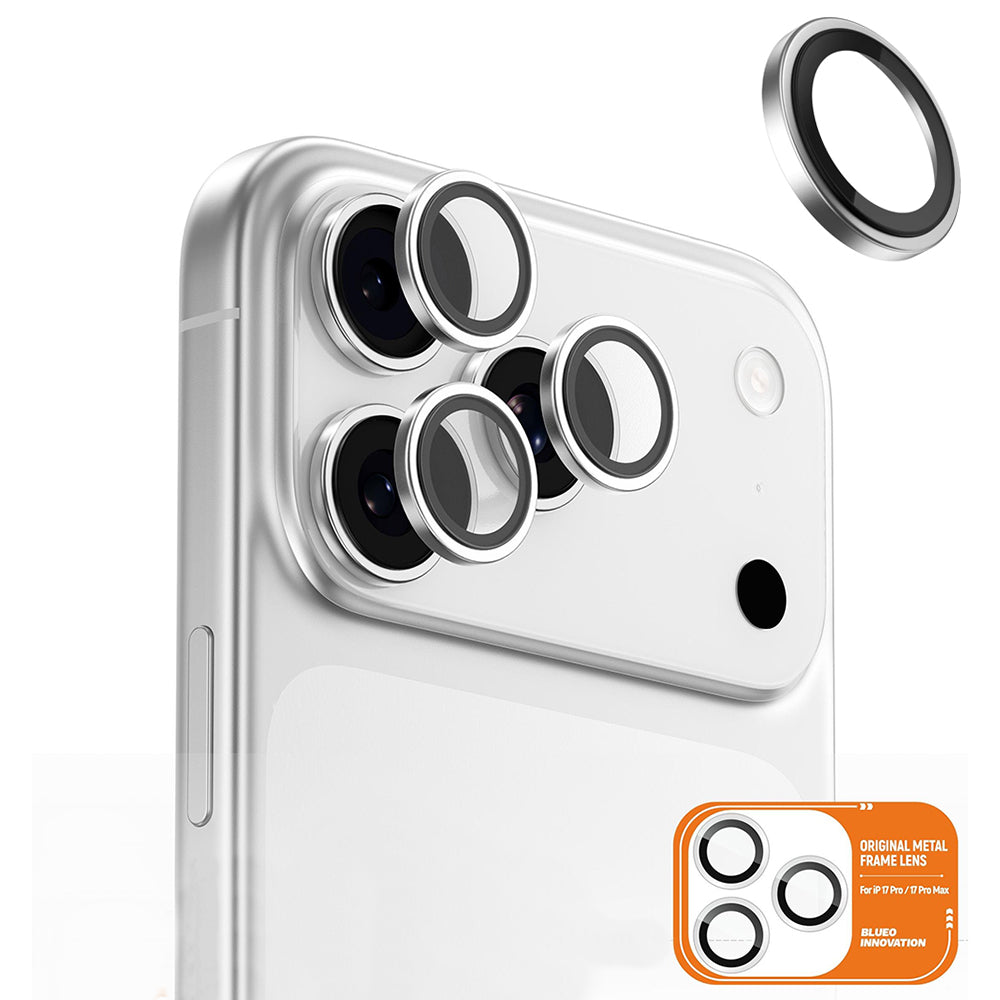 Zaščitna folija za zadnjo kamero Blueo Metal Frame za Apple iPhone 17 Pro Max / 17 Pro, Kaljeno steklo, Srebrna