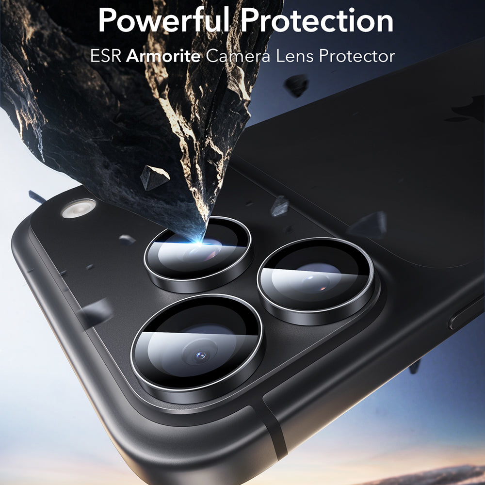 Zaščitna folija za zadnjo kamero ESR Armorite za Apple iPhone 18 Pro / 18 Pro max, kaljeno steklo, komplet 2 kosa, črna