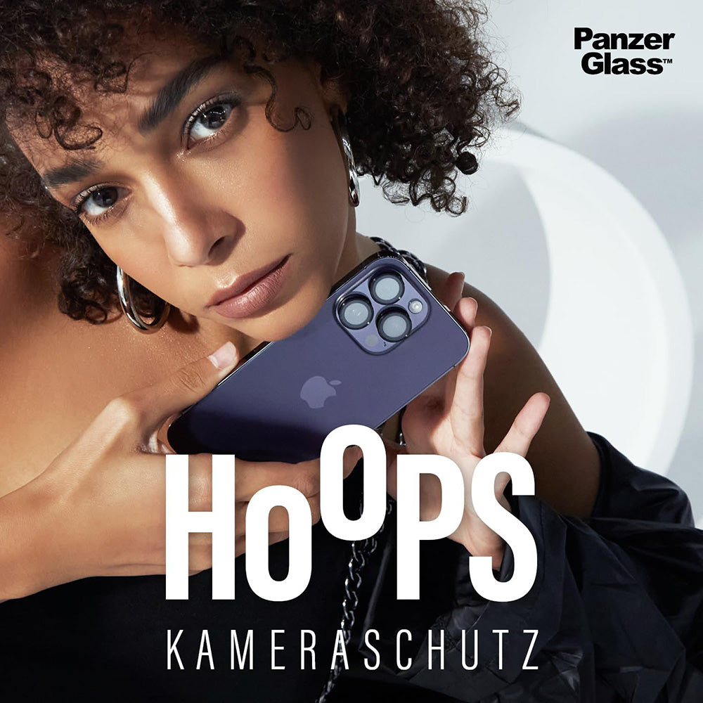Zaščitna folija za zadnjo kamero PanzerGlass Hoops za Apple iPhone 16 Pro Max / 16 Pro, Kaljeno steklo, Črna