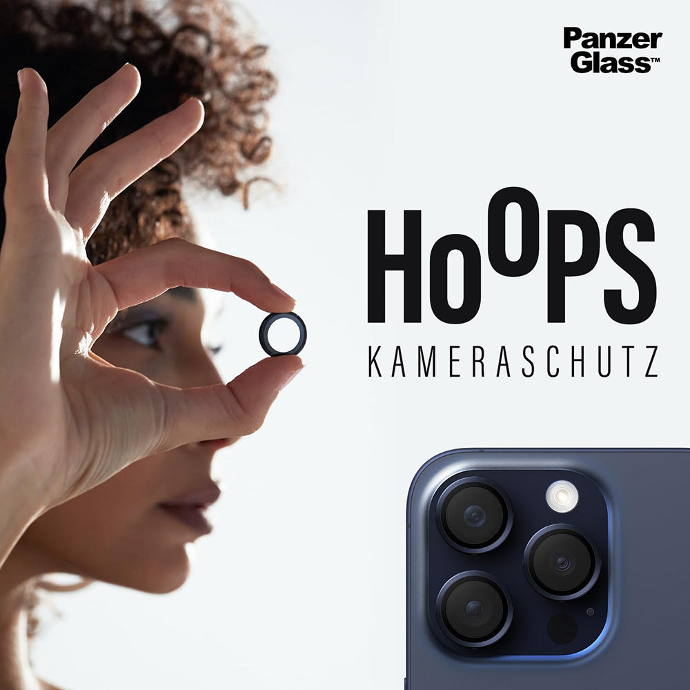 Zaščitna folija za zadnjo kamero PanzerGlass Hoops za Apple iPhone 16 Pro Max / 16 Pro, Kaljeno steklo, Črna