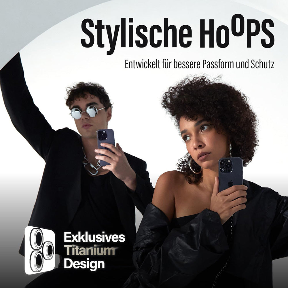 Zaščitna folija za zadnjo kamero PanzerGlass Hoops za Apple iPhone 16 Pro Max / 16 Pro, Kaljeno steklo, Črna