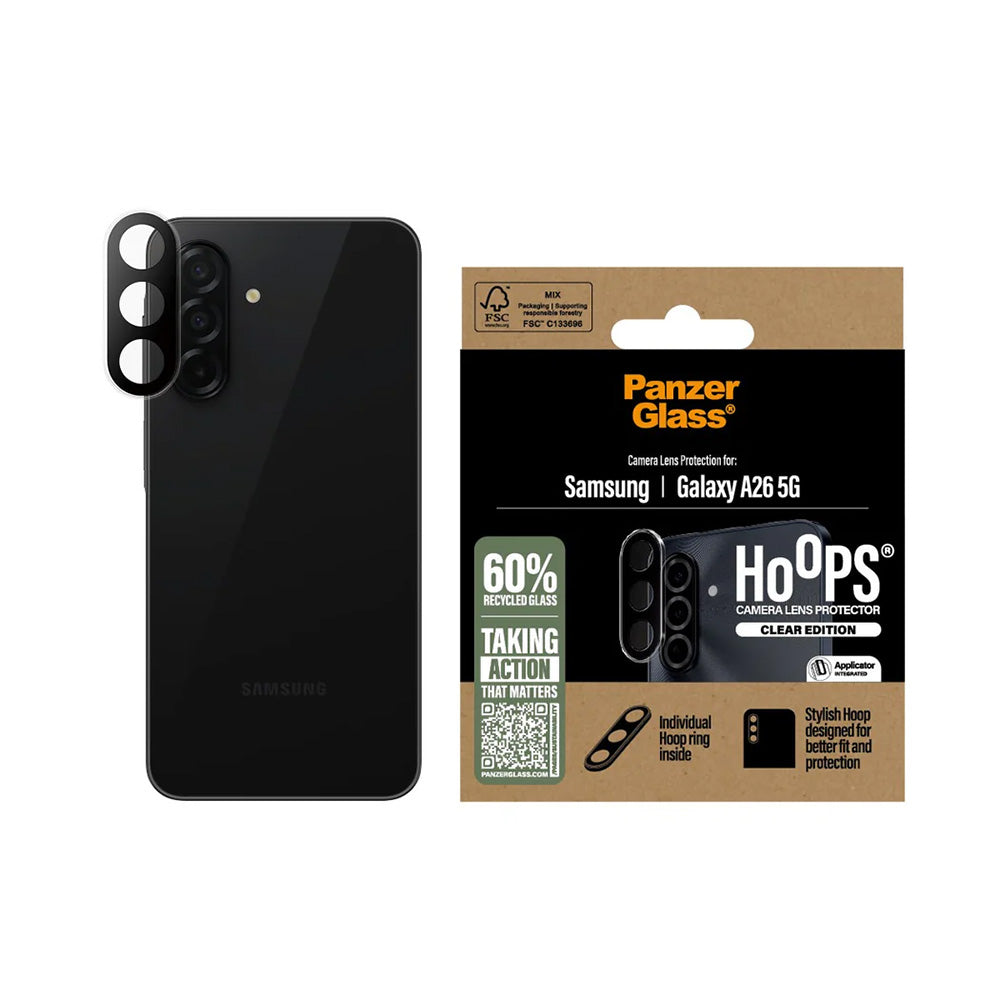 Zaščitna folija za zadnjo kamero PanzerGlass Hoops za Samsung Galaxy A26 A266, Kaljeno steklo, Prozorno