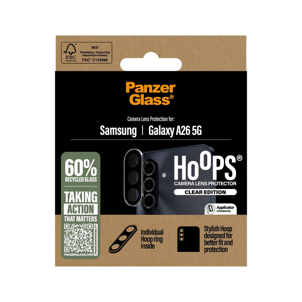 Zaščitna folija za zadnjo kamero PanzerGlass Hoops za Samsung Galaxy A26 A266, Kaljeno steklo, Prozorno