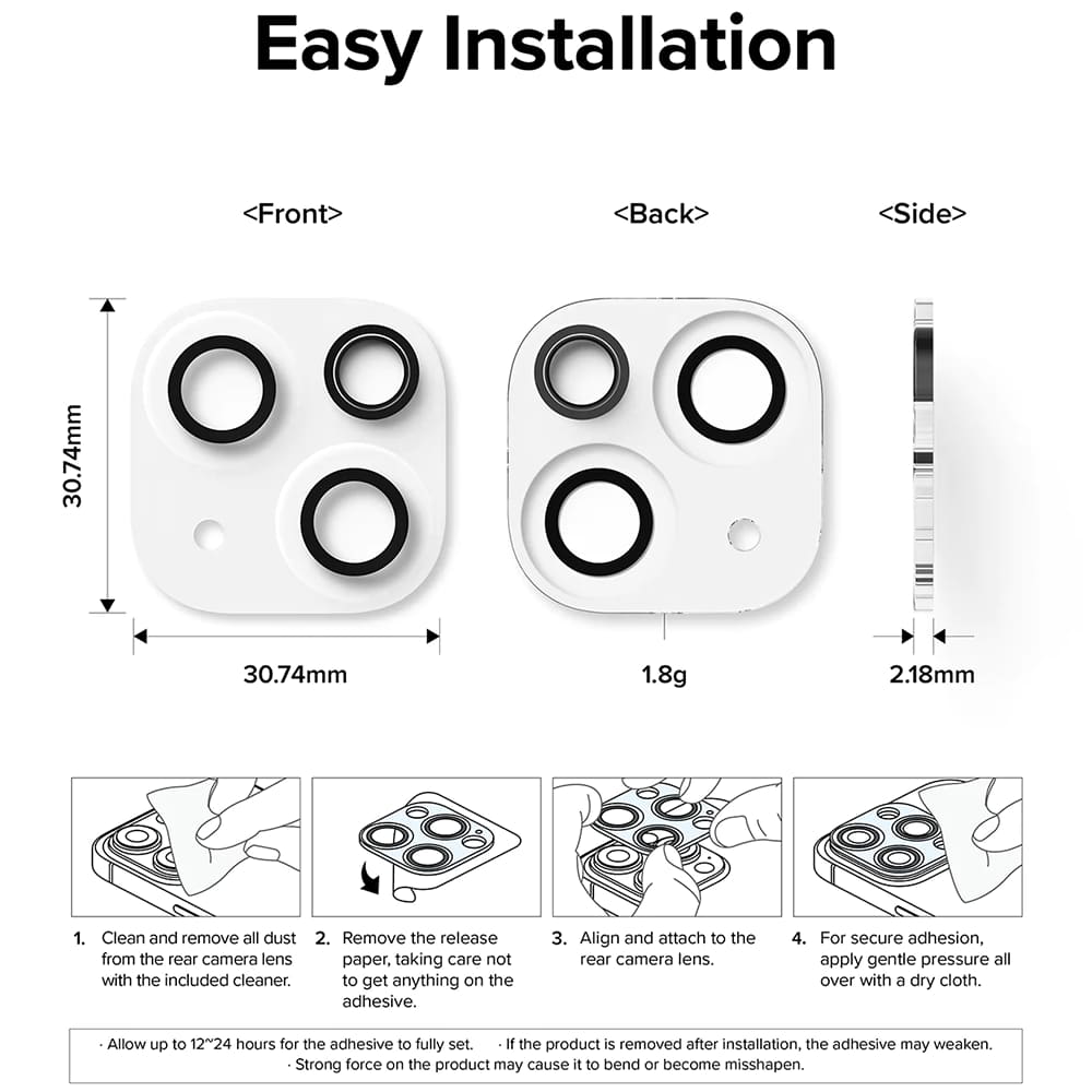 Zaščitna folija za zadnjo kamero Ringke za Apple iPhone 15 Plus / 15, Kaljeno steklo, Set 2 kosa, Prozorna