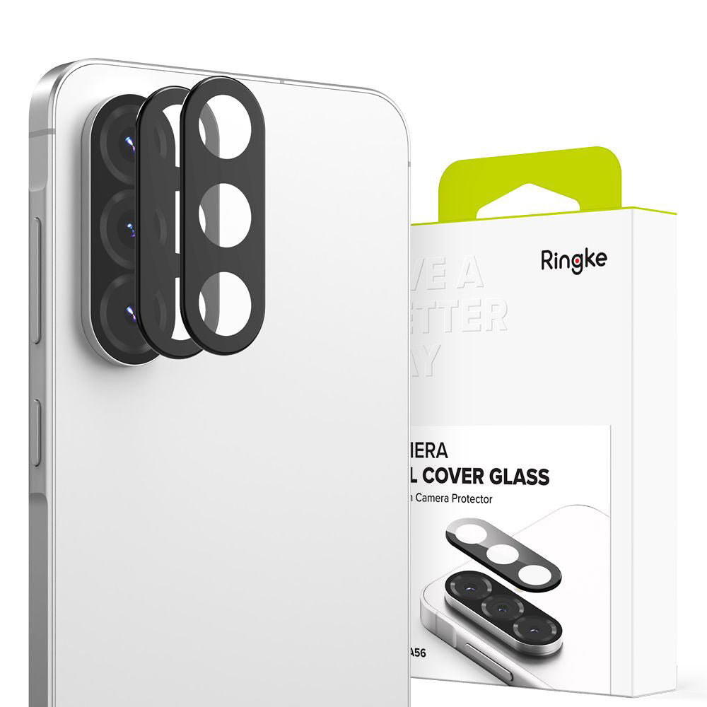 Zaščitna folija za zadnjo kamero Ringke za Samsung Galaxy A56 A566, Kaljeno steklo, Set 2 kosa, Črna