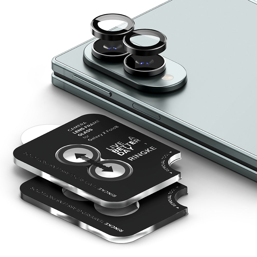 Zaščitna folija za zadnjo kamero Ringke za Samsung Galaxy Z Fold8 F971, kaljeno steklo, komplet 2 kosa, črna