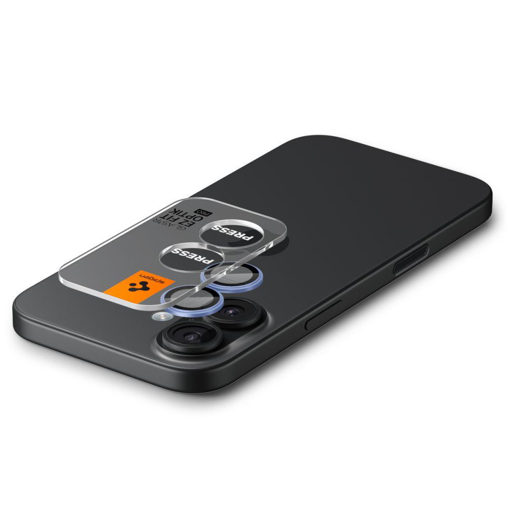 Zaščitna folija za zadnjo kamero Spigen GlastR EZ FIT Optik Pro za Apple iPhone 17 / 16 Plus / 16, kaljeno steklo, komplet 2 kosa, modra