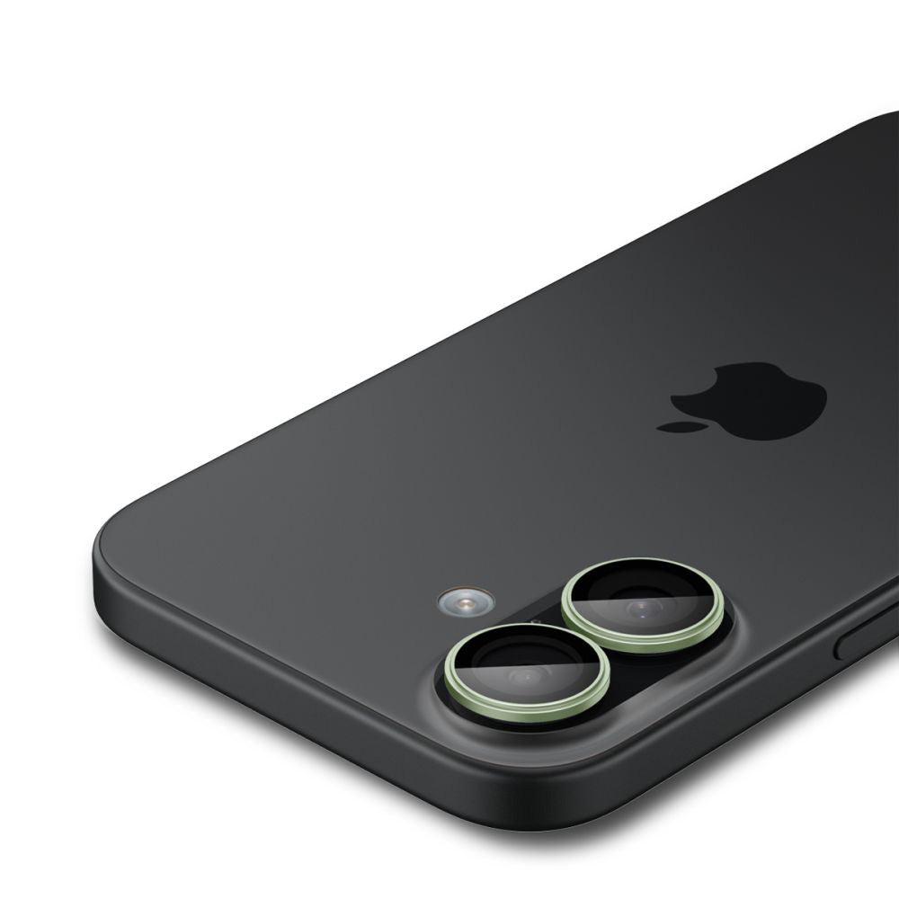 Zaščitna folija za zadnjo kamero Spigen GlastR EZ FIT Optik Pro za Apple iPhone 17 / 16 Plus / 16, Kaljeno steklo, Set 2 kosa, Zelena AGL10128