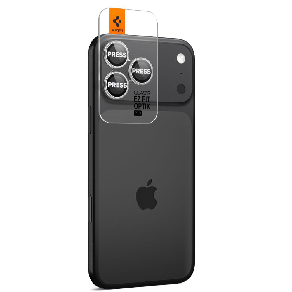 Zaščitna folija za zadnjo kamero Spigen GlastR EZ FIT Optik Pro za Apple iPhone 17 Pro Max / 17 Pro, Kaljeno steklo, Set 2 kosa, Srebrna