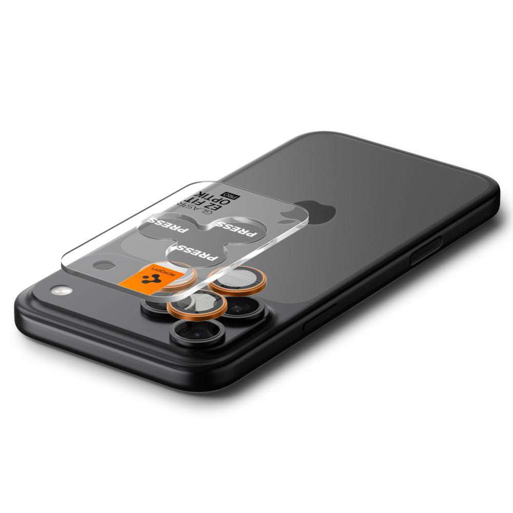Spigen GlastR EZ FIT Optik Pro Rear Camera Protector for Apple iPhone 17 Pro Max / 17 Pro, Tempered Glass, Set of 2 pieces, Orange