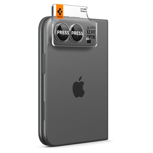Zaščitna folija za zadnjo kamero Spigen GlastR EZ FIT Optik Pro za Apple iPhone Duo, kaljeno steklo, komplet 2 kosa, siva AGL12012