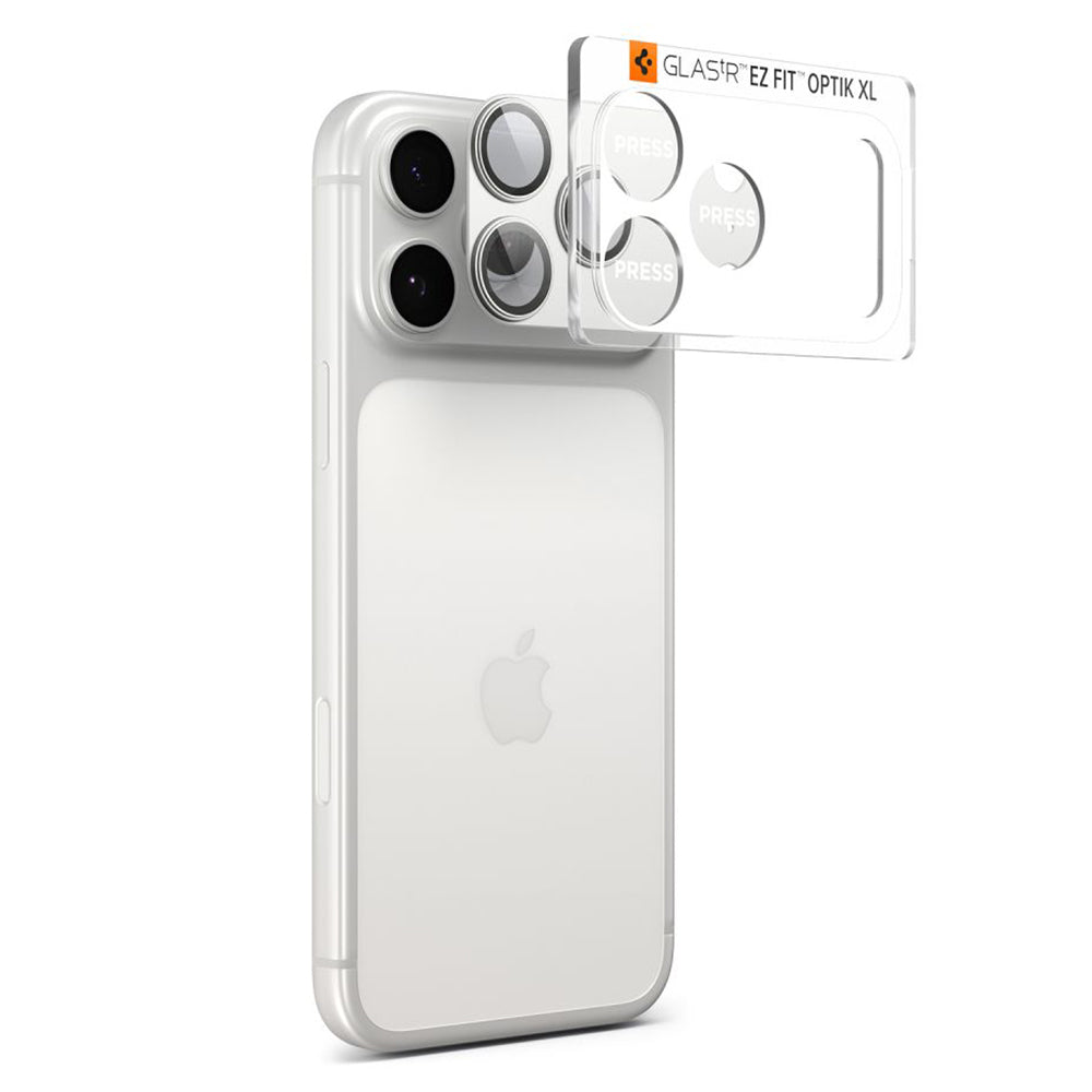Zaščitna folija za zadnjo kamero Spigen GlastR EZ FIT Optik Pro XL za Apple iPhone 17 Pro Max, Kaljeno steklo, Srebrna AGL10652