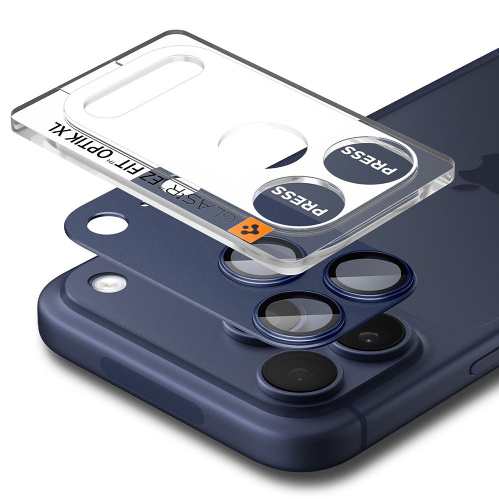 Zaščitna folija za zadnjo kamero Spigen GlastR EZ FIT Optik Pro XL za Apple iPhone 17 Pro Max, Kaljeno steklo, Modra AGL10651
