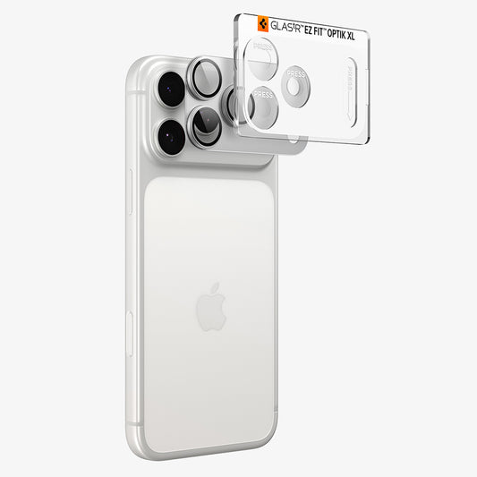 Zaščitna folija za zadnjo kamero Spigen GlastR EZ FIT Optik Pro XL za Apple iPhone 18 Pro Max, kaljeno steklo, srebrna AGL12042