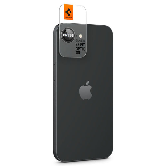 Zaščitna folija za zadnjo kamero Spigen GlastR EZ FIT Optik Pro za Apple iPhone 17e / 16e, Kaljeno steklo, Set 2 kosa, Črna AGL09279